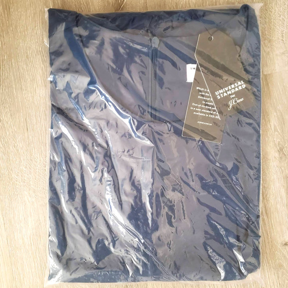 New Universal Standard X J. Crew Medium Drop Waist Shift Dress Blue Cotton Flare - Picture 12 of 12